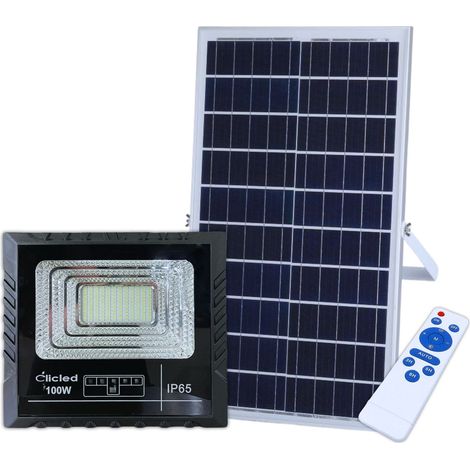 Faro Led Solare 100W Con Pannello integrato Luce Fredda IP65 Esterno Clicled (1/5)