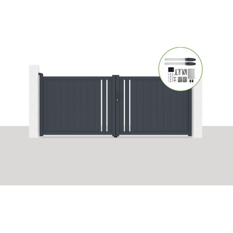 Portón eléctrico batiente 3,5x1,4m GIONA + HICKER B200 motorización (1/5)