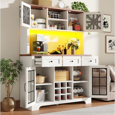 Mueble alto de cocina LED inteligente 120 x 40 x 180 cm blanco MDF vidrio metal DESVIAE (1/4)