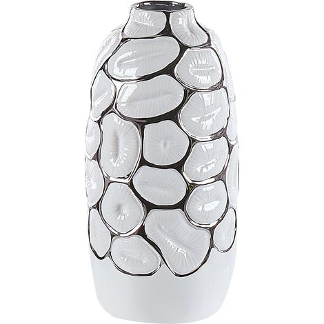 Vase d'accent en Grès Décoratif Glamour Style 34 cm Blanc Cenabum