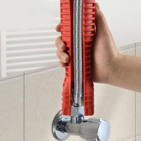 Badezimmerschlüssel, Werkzeug für Sanitärinstallationen, Multifunktionsschlüssel für Hauswasserleitungen, Wasserhähne, Eckventile, Reparatur- und Ausbauschlüssel für Waschbecken, 18 in 1 (1/5)
