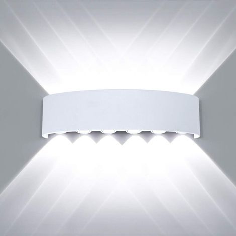 Modern Waterproof LED Wall Light Up Down Aluminum Wall Washer Indoor Outdoor for Bathroom Bedroom Hallway Living Room Porch Staircase, 12W White (1/3)