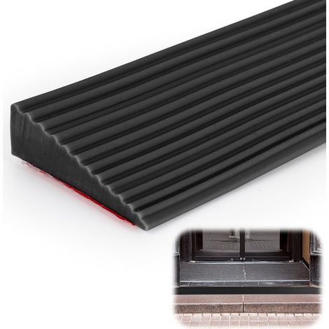 Profilé de transition autocollant en silicone pour sol et seuil de porte - 100 x 5,5 x 1,6 cm - Noir (1/5)