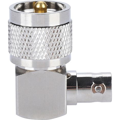 Adattatore coassiale RF ad angolo retto da UHF PL259 maschio a BNC femmina.