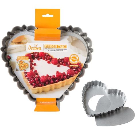 Molde metálico para tarta mazurca con forma de corazón, 25 cm, Decora (1/3)