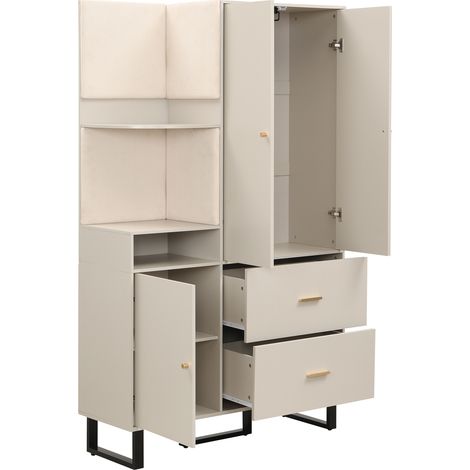 Armario recibidor compacto con perchero, estantes, cajones y zapatero 110x186x38 cm MDF HOMVRA (1/5)