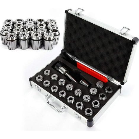 Lot de 19 pinces de serrage MT2 ER32 M10 Collet Chuck 2 mm - Mandrin en acier allié pour perceuse, fraiseuse, tour (1/5)