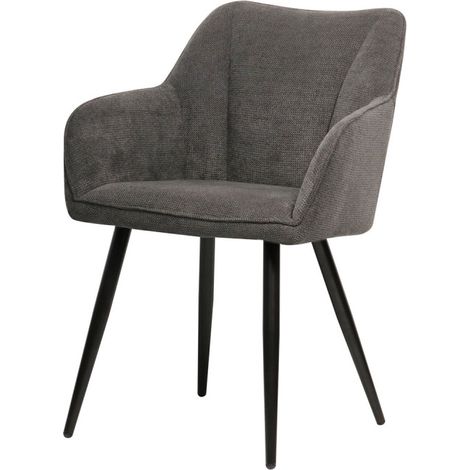 Chaise repas Rio gris foncé pieds métal noir (1/5)