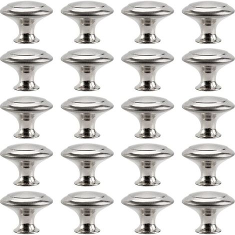 20 Pcs Bouton de Meuble Ronde 27mm Poignées Cabinet en Acier Inox pour Porte Armoire Tiroir avec Vis (1/5)