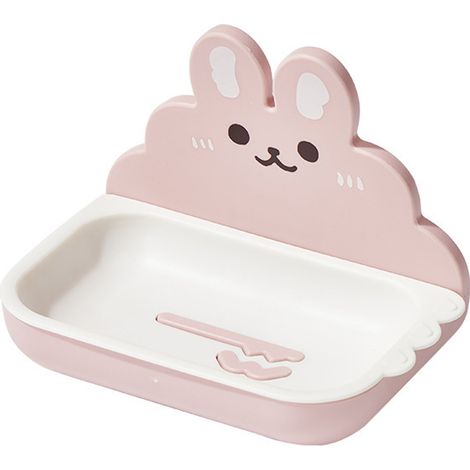 1 porte-savon avec évacuation, fentes d’égouttage, séchage rapide, PP, blanc ou rose, salle de bain (1/5)