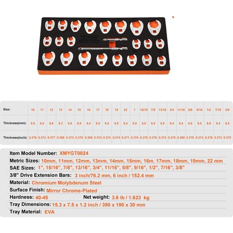 Krähenfußschlüsselset, langlebiges Material, vielseitige Größen, XMYGT0024PCs-B 1.623 (1/2)
