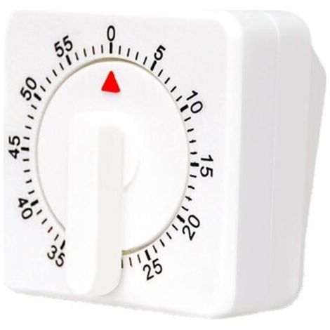 Horloge de cuisine mécanique de 60 minutes, minuteur visuel carré blanc avec alarme forte - Blanc (1/4)