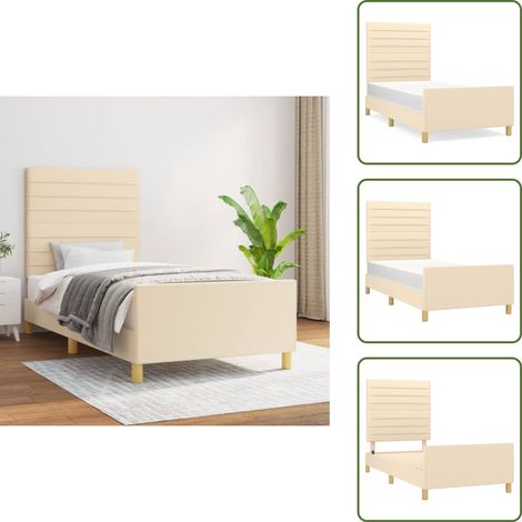 Letto con testiera regolabile - vidaXL Giroletto senza Materasso Crema 90x190 cm in Tessuto - Letto con supporto schiena