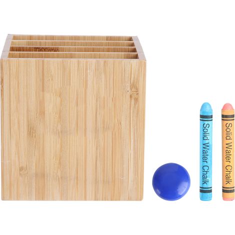 Boîte de Rangement Magnétique en Bambou pour Stylos et Crayons de Bureau (1/5)