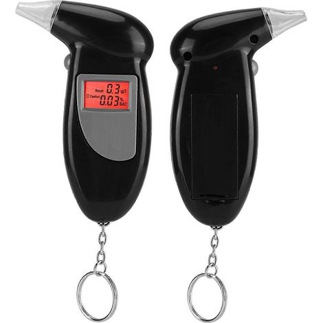 Alcootest portable professionnel avec affichage LCD numérique rétroéclairé, analyseur d'alcool électronique précis pour conducteur, testeur d'haleine réutilisable. (1/4)