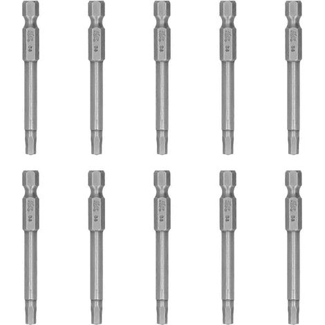 10-teiliges Set elektrischer Schraubendreherbits, 4 mm Sechskant, stark magnetisch, gehärtet, S1/4 65 mm