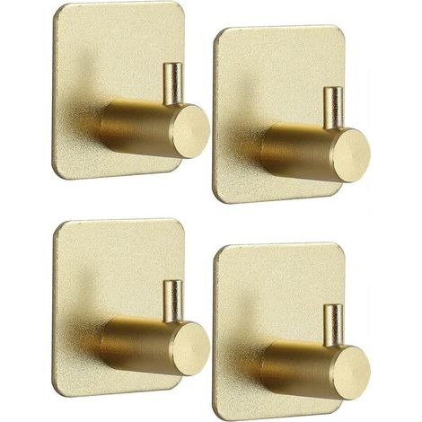 Patère de salle de bain,Lot de 4 crochets autocollants en acier inoxydable 304 pour salle de bain, chambre à coucher, cuisine, crochet de porte collant pour maintenir manteau, serviettes,or Patère de (1/5)