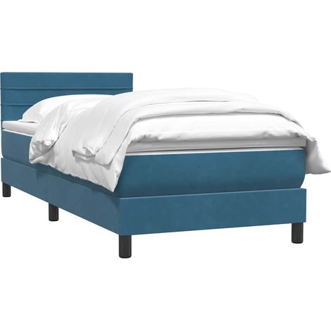 Sommier à lattes de lit et matelas bleu foncé 80x220 cm velours vidaXL