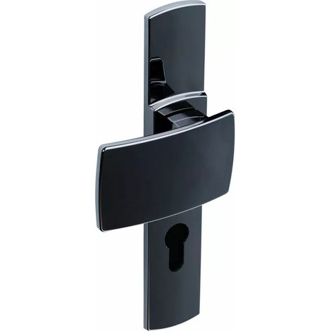 Ensemble de poignée Muze sur plaque - BEZAULT - Diamant noir - Plaque 185 x 41 mm - entraxe de fixation 165 mm - Porte palière - clé I
