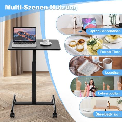 Adjustable Laptop Desk with Wheels, 80kg Capacity, Black (1/5)