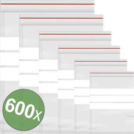 Druckverschlussbeutel mit Beschriftungsstreifen  Transparent Polyethylen  600 St.