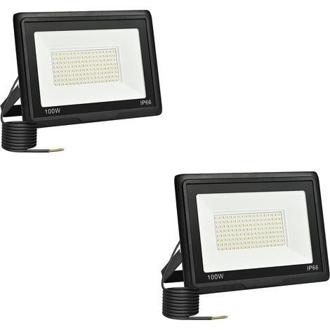 2 Pièces Projecteur Led Extérieur 100W, Spot Led Exterieur 10000LM 6000K Blanc Froid IP66 ImperméAble Projecteur Exterieur Pour Jardin Garage Patio Grange Cour (1/5)