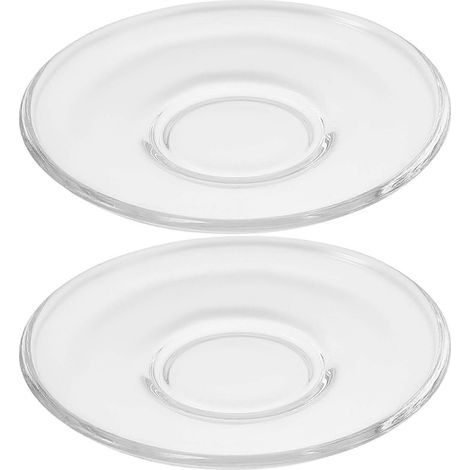 Lot de 2 soucoupes rondes en verre transparent, assiettes décoratives pour le café ou les en-cas-8.50X8.50X1.20CM-Transparent Color (1/3)