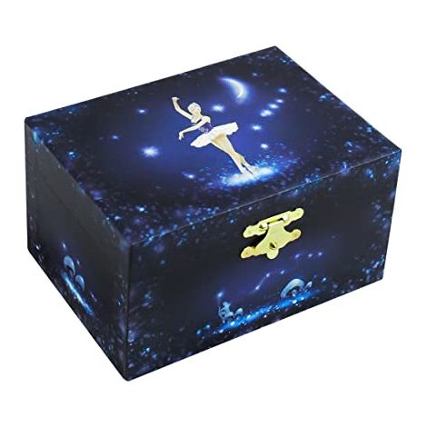 Trousselier - Carillon Ballerina - Carillon Portagioie Bambina Ragazza - Carillon Bambina Fosforescente - Musica Lago dei Cigni - Porta Gioie Bambina Blu - Ballerina Regalo (1/4)