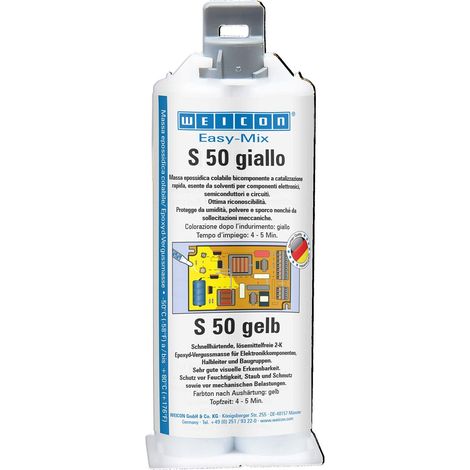 WEICON Easy-Mix S 50 giallo, sigillante epossidico bicomponente a 2 componenti per componenti elettronici (1/2)