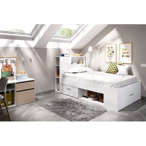 LETTO CON CASSETTI E RIPIANI MEMORY - Bianco (1/5)