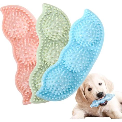 Lot de 3 os à mâcher pour chien, en caoutchouc résistant et texturé, pour les dents. (1/4)