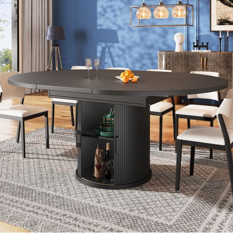 Esstisch ausziehbar rund 118 158 cm mit Stauraum OKMYHOME (1/5)