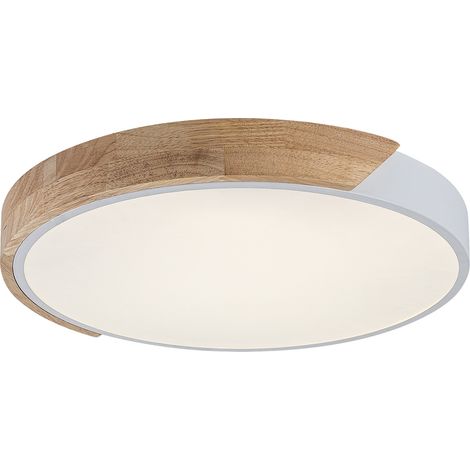 Plafonnier LED rond scandinave blanc bois 24W 3000K Rabalux Maple2 (1/5)