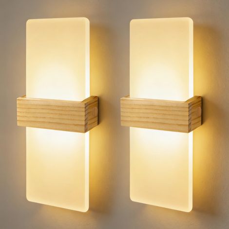 2 Pièces Applique Murale LED Intérieure Détecteur de Mouvement 12W 3000K Lampe Murale Moderne en Acrylique et Aluminium Blanc Chaud pour Couloir Escalier Entrée Salon et Chambre (1/5)
