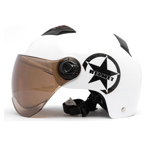 Casque de moto demi-ouvert, taille réglable, équipement de protection pour la tête, unisexe, blanc (1/4)