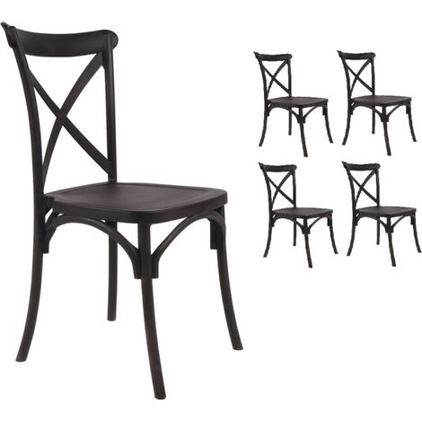 Set 4 sedie nere stile BISTROT in resina di polipropilene (1/4)