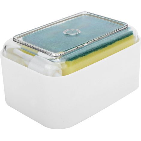 Distributeur de liquide vaisselle à pression, distributeur automatique de savon liquide pour évier de cuisine ou plan de travail, blanc (1/5)
