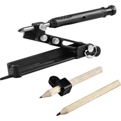 Anreißwerkzeug aus Aluminiumlegierung mit Tieflochstift, Multifunktions-Anreißwerkzeug – Konstruktionsstift – Zimmermannsstift, verstellbares Profil-Anreißlineal, Anreißlehre für Holzbearbeitung (1/4)