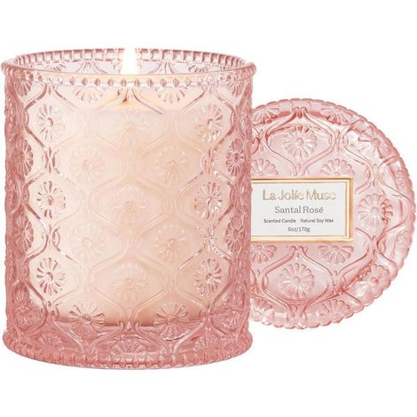 Duftkerze im Glas Rose Sandelholz, 55h Brenndauer, 170g, Naturwachs (1/5)