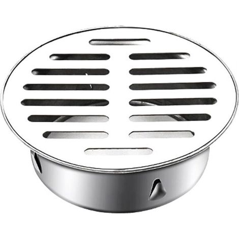 Siphon de sol rond en acier inoxydable anti-blocage pour balcon – 110 mm, avec couvercle plat