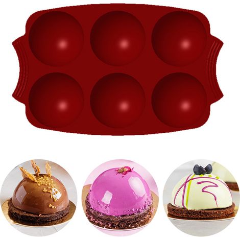 6-teilige halbkugelförmige Silikonform für Schokolade, Kuchen, Pudding und Gelee – ungiftiges Küchenutensil (1/5)