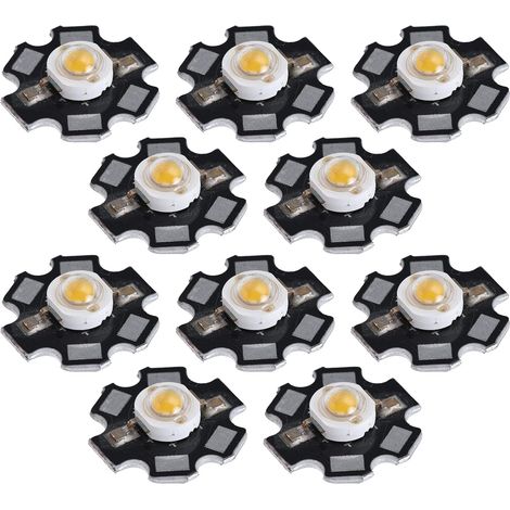 Puces LED, 10 puces LED ultra-lumineuses, ampoules LED à monter soi-même, compatibles avec les plafonniers, les spots encastrés, les lampes torches et les lampes de table (lumière chaude 3 W). (1/5)