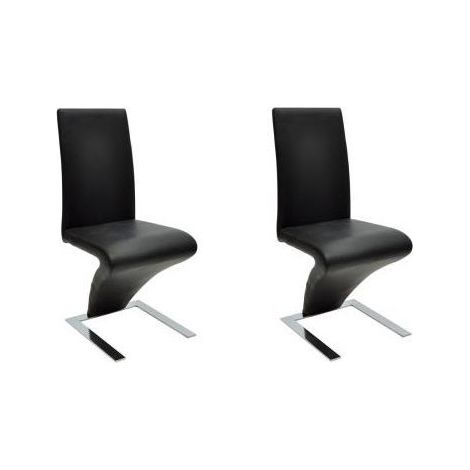 Chaise design simili cuir noir et pieds métal chromé Théo - Lot de 2 (1/5)