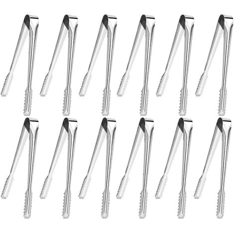 12 pinces à sucre glace en acier inoxydable, idéales pour les barres chocolatées, les biscuits, les bars, les buffets, les grillades et bien plus encore. (1/5)