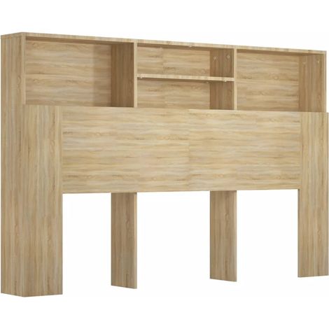 Armadio testata letto moderno con funzione portaoggetti 160 x 19 x 103 cm in legno multistrato rovere sonoma 020048012