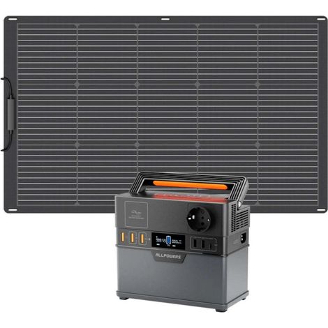 ALLPOWERS Centrale Elettrica Portatile S300 Plus, con Pannello Solare Flessibile 100W, 288Wh Batteria, 300W (600W Picco) AC Uscita, Ricarica da 0-80% in 40 Minuti, Generatore Solare per Campeggio (1/5)