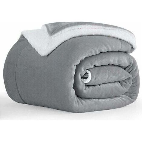 QORVA-Couverture Polaire Grise - Couverture en Sherpa - pour canapé - Chaude - pour l'hiver (Gris, 130x150cm)