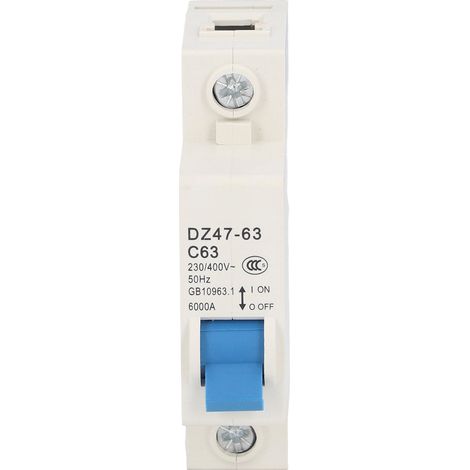 Disjoncteur miniature 1P, isolateur de courant différentiel, montage sur rail DIN, 230 V/400 V, 63 A, DZ47-63 C63