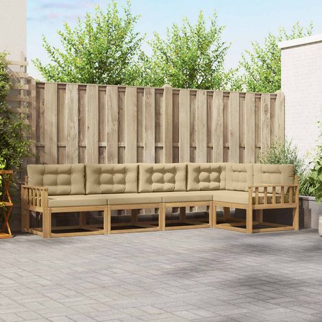 vidaXL Outdoor-Sofagarnitur mit Kissen 4 pcs Weiß und Beige Polyester (1/5)