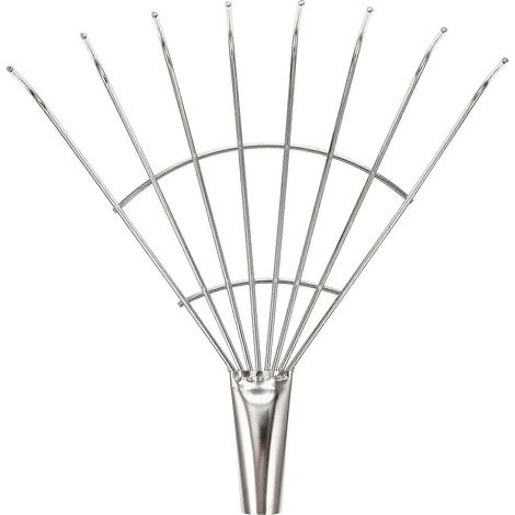Râteau de jardin en acier inoxydable argenté pour ameublir la terre et ramasser les feuilles (1/5)